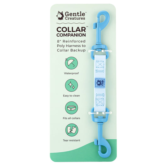 Collar Companion Reinforced Poly - 8 inch reinforced poly harness to collar backup clip - Waterproof, easy to clean, fits all collars, tear resistant