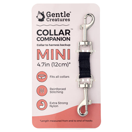 Collar Companion Mini - Collar to harness backup - 4.7 inch - Fits all collars - Reinforced stitching - Extra strong nylon