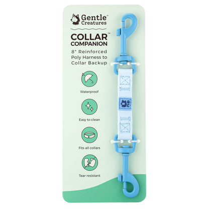 Collar Companion Reinforced Poly - 8 inch reinforced poly harness to collar backup clip - Waterproof, easy to clean, fits all collars, tear resistant