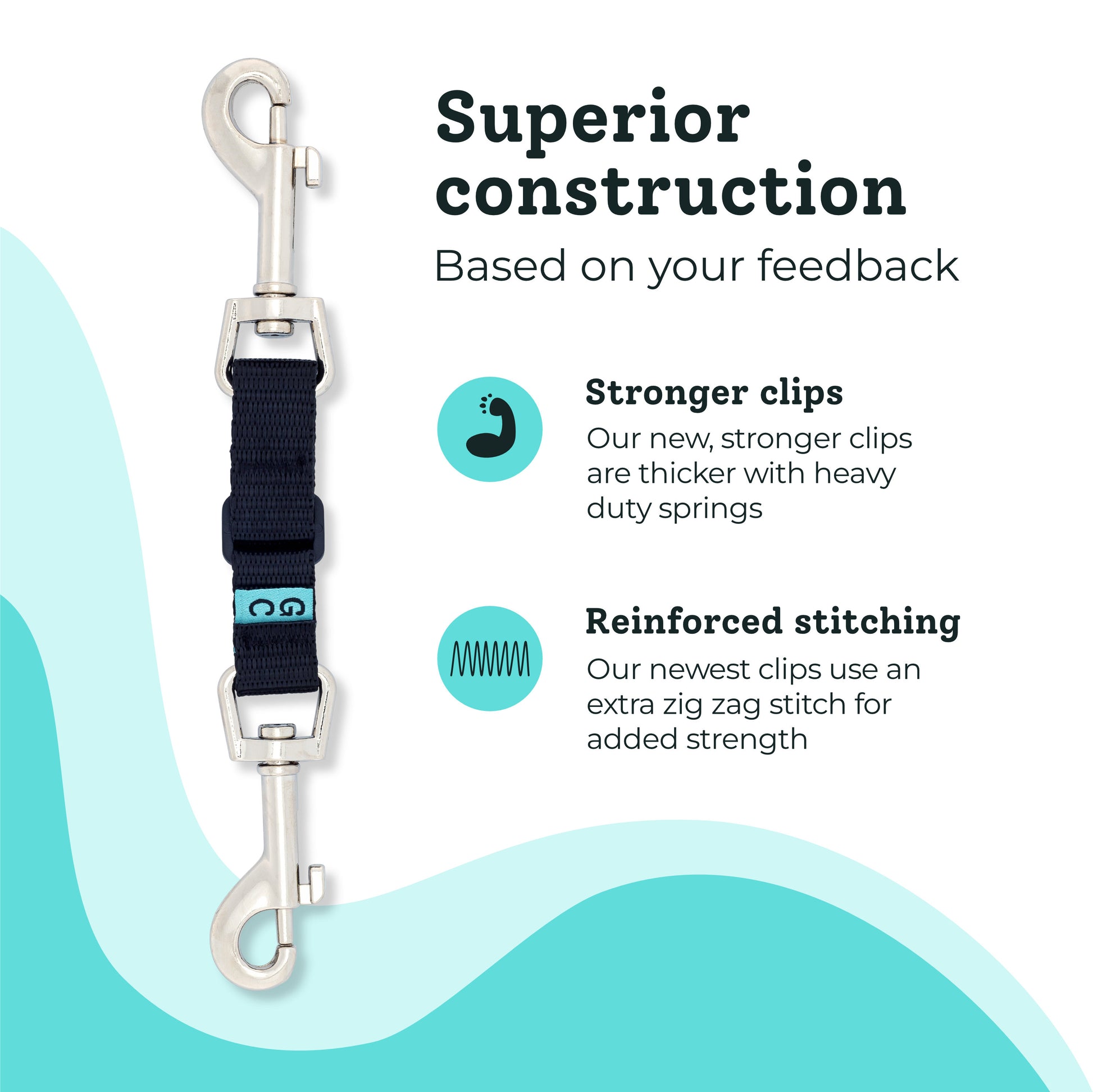 Superior construction, based on your feedback - Stronger clips: Our new, stronger clips are thicker with heavy duty springs - Reinforced stitching: Our newest clips use an extra zig zag stitch for added strength