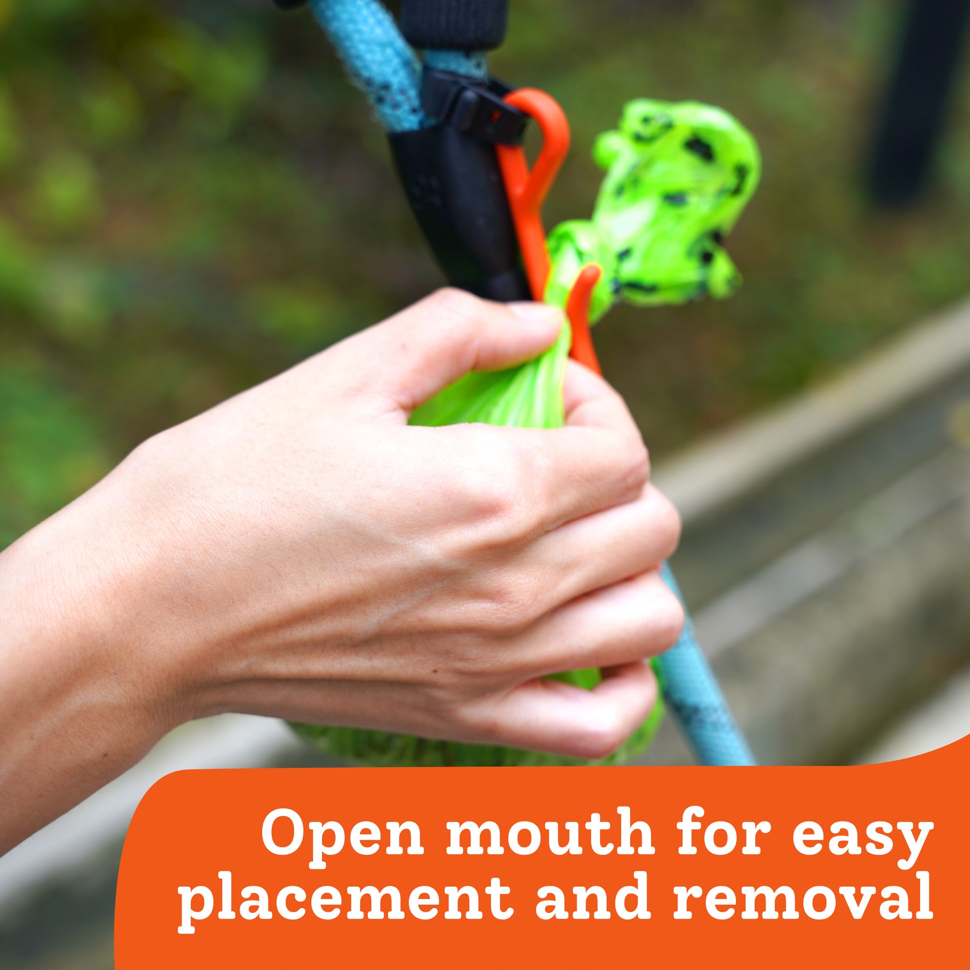 Open mouth for easy placement and removal